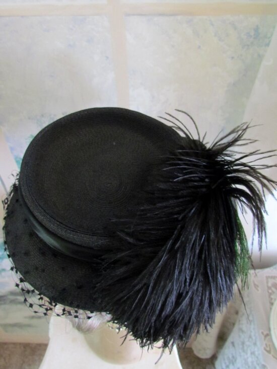 VINTAGE VICTORIAN HAT w PEACOCK FEATHER, GIBSON GIRL to EDWARDIAN STYLE; DRAPER main image 5